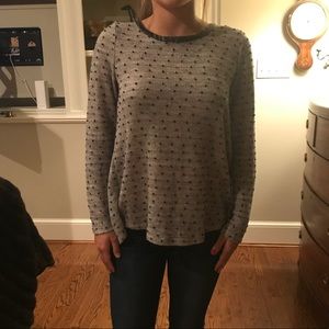 Karlie Sweater w/ Faux Leather Neckline
